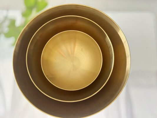 3 קערות נירוסטה מוזהבות לאירוח