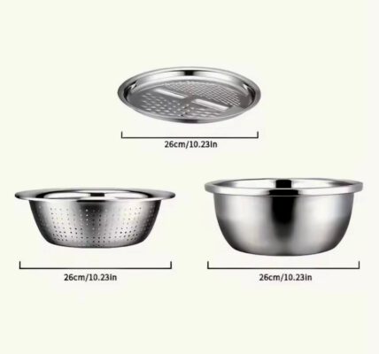 פומפייה ומסננת מנירוסטה בשלושה חלקים 