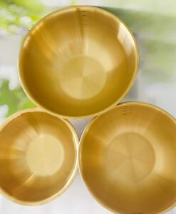 3 קערות נירוסטה מוזהבות עם מידות