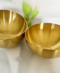 3 קערות-בול נירוסטה מוזהבות להגשה 15 ס"מ