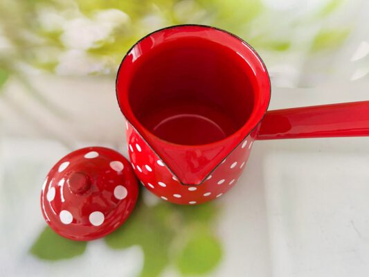 פינג'אן אמייל 720 מל' אדום עם נקודות