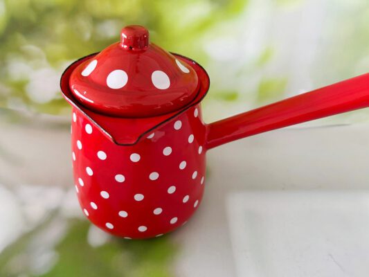 פינג'אן אמייל 720 מל' אדום עם נקודות