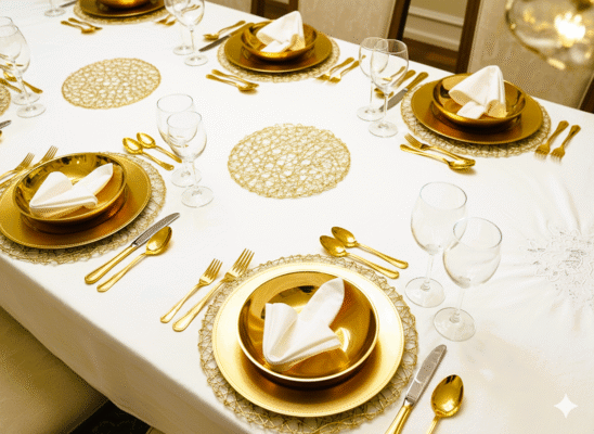 מארז של 3 פלייסמנט מוזהב 30 ס"מ