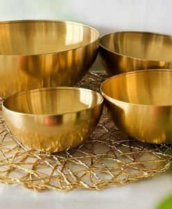 4 קערות נירוסטה מוזהבות ופלייסמנט מתנה