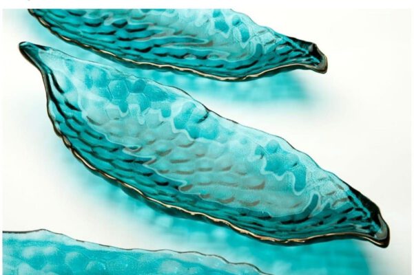 קערת עלה טורקיז עם פס זהב