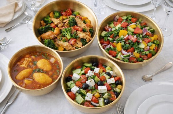 4 קערות נירוסטה מוזהבות