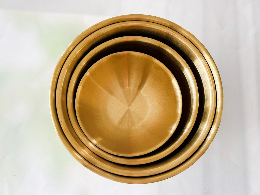 4 קערות נירוסטה מוזהבות