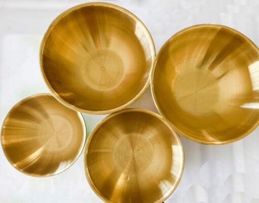 4 קערות נירוסטה מוזהבות